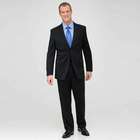 Black Flat Front Wool Suit, , small